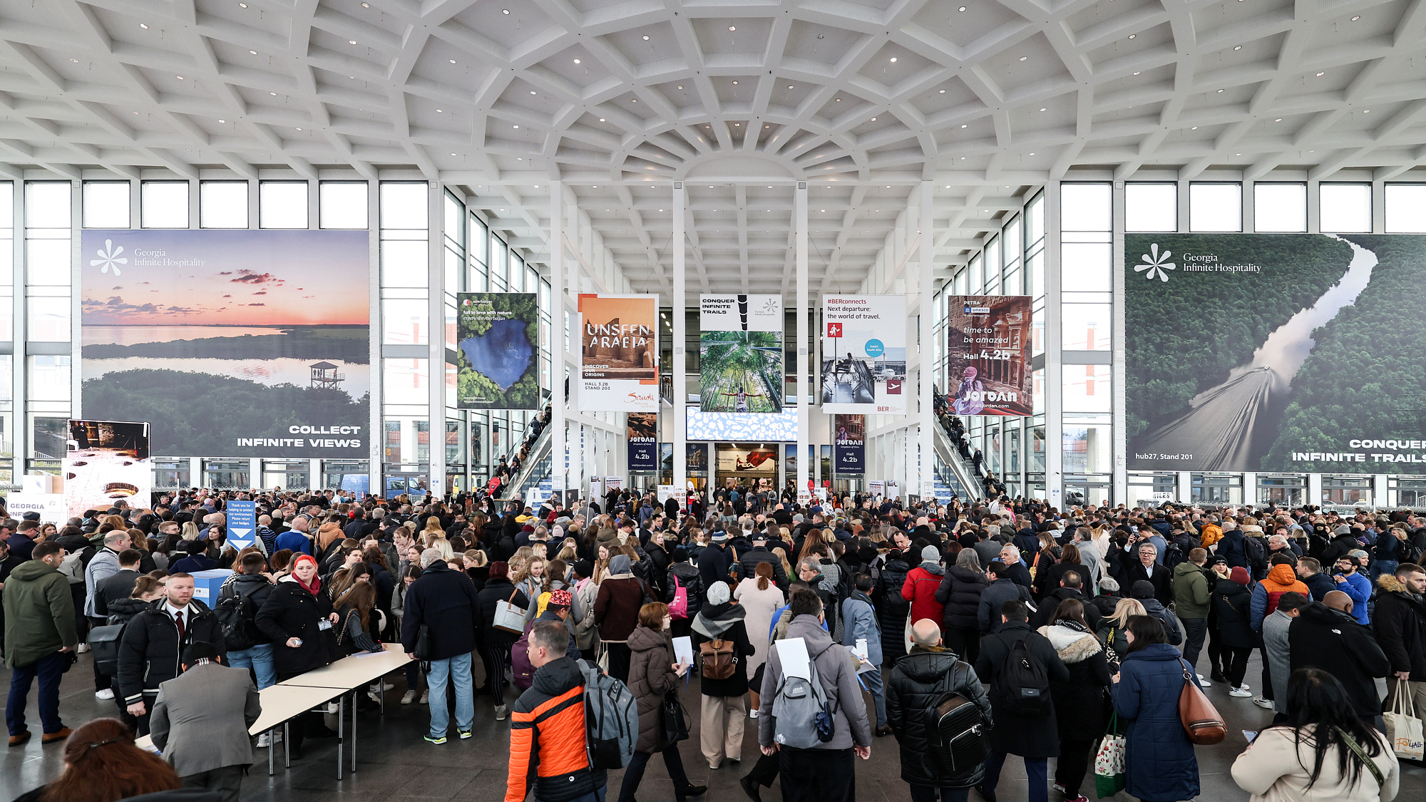 Visitors in an exhibition hall at ITB Berlin
