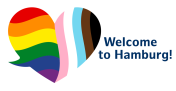 Heart with Pride Flag and the “Because we are Hamburg” lettering 