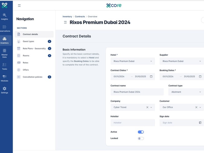 The digital dashboard of xCoRe. 