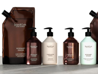 Nachfüllbeutel und weitere Produkte von Jean&Len ausgestellt.